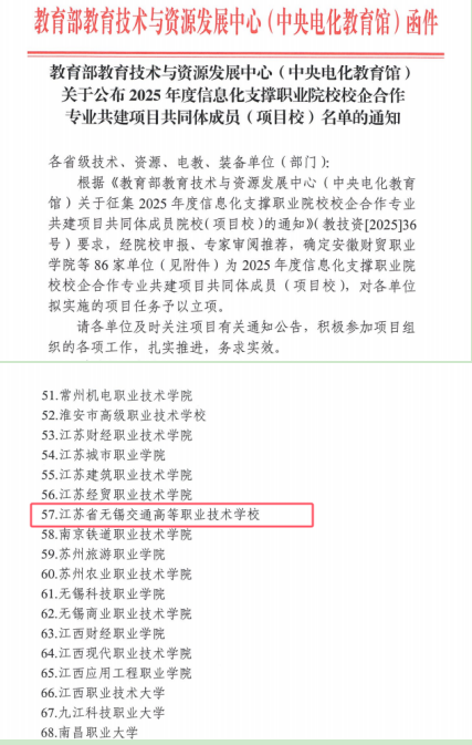 學(xué)院項目入選教育部2025年度信息化支撐職業(yè)院校校企合作專業(yè)共建項目共同體
